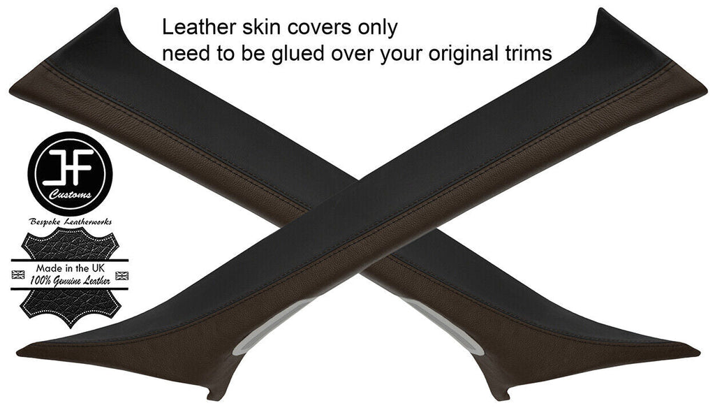 BLACK & BROWN REAL LEATHER 2X A PILLAR  COVERS FITS RANGE ROVER EVOQUE 11-18