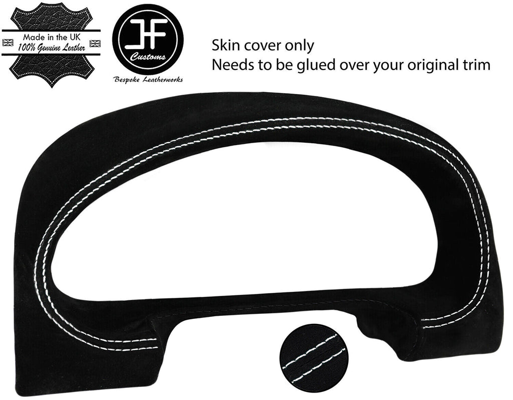WHITE STITCH SPEEDO GAUGE HOOD SUEDE COVER FOR MAZDA MX5 MK2 NB MIATA 98-05 JF1