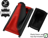BLACK& RED LEATHER GEAR GAITER +PLASTIC FRAME+ TOP RING FOR HONDA CIVIC 88-95
