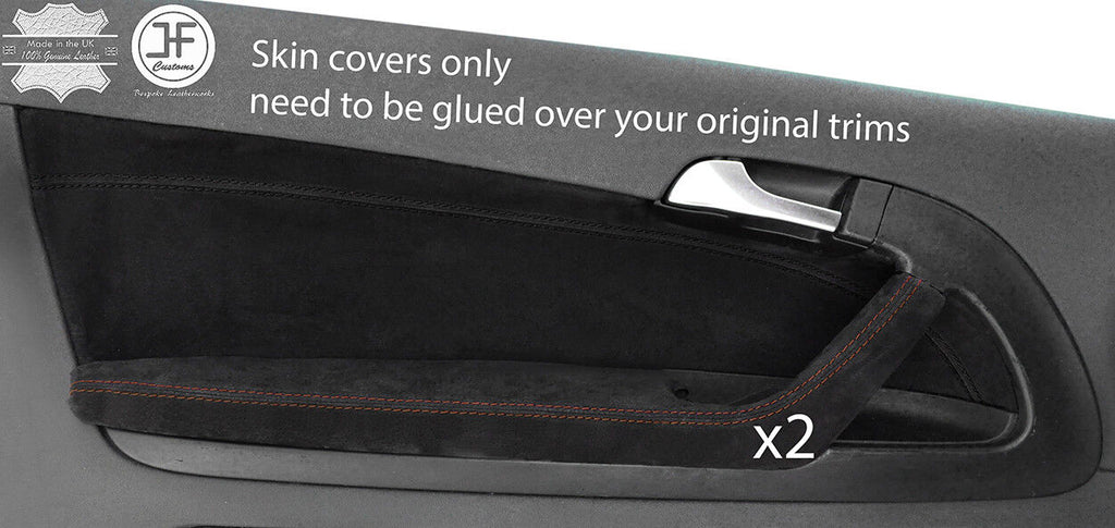 BROWN STITCH 2X FRONT DOOR HANDLE ARMREST SUEDE COVER FOR AUDI A3 04-12 3 DOOR