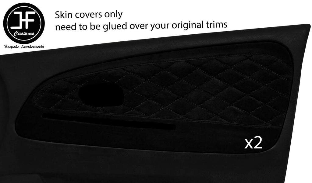 BLACK DIAMOND STITCH 2X FRONT DOOR CARD TRIM COVERS FOR MITSUBISHI EVO 4 5 6