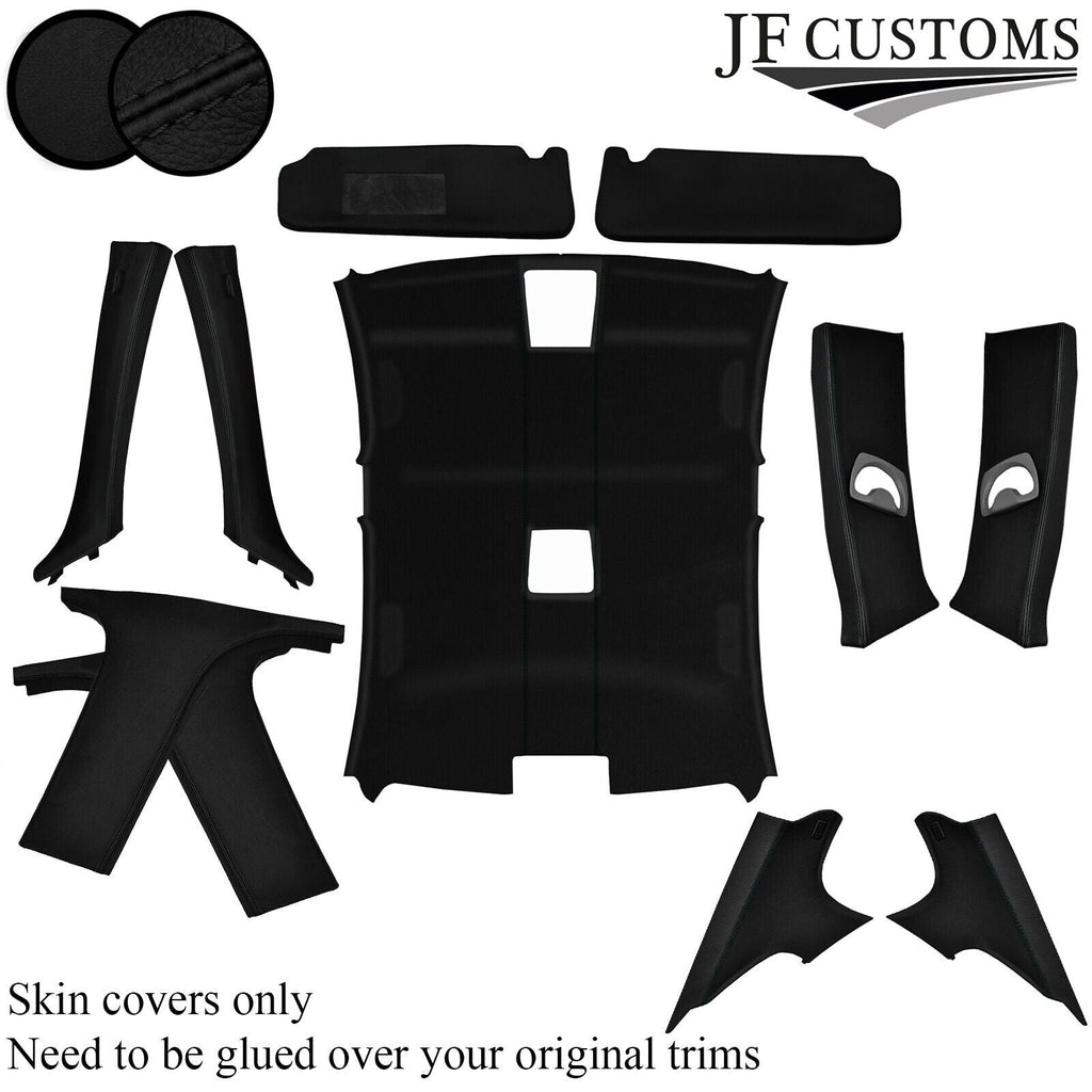 BLACK STITCH LEATHER & SUEDE COVERS FOR BMW E90 05-12 SALOON TOP RECOVERY KIT