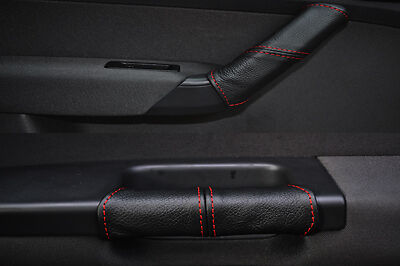 RED STITCHING FITS VW CADDY MAXI 2011+ 2X FRONT DOOR HANDLE LEATHER COVERS