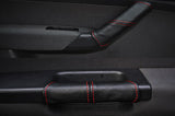 RED STITCHING FITS VW CADDY MAXI 2011+ 2X FRONT DOOR HANDLE LEATHER COVERS