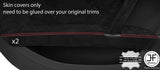 RED STITCH 2X FRONT DOOR ARMREST REAL SUEDE COVERS FITS AUDI TT MK2 2006-2014