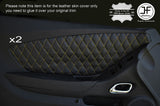 YELLOW DIAMOND STITCH 2X FRONT DOOR CARD INSERT LEATHER COVERS FITS CAMARO 10-15