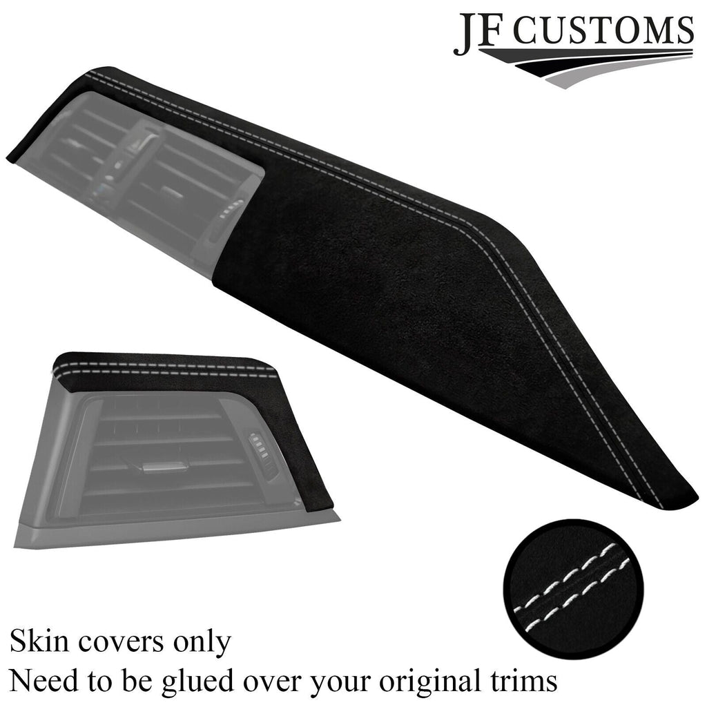 WHITE STITCH SUEDE 2X FRONT DASH TRIM COVERS FITS BMW F30 F31 11-18 CUSTOM NEW