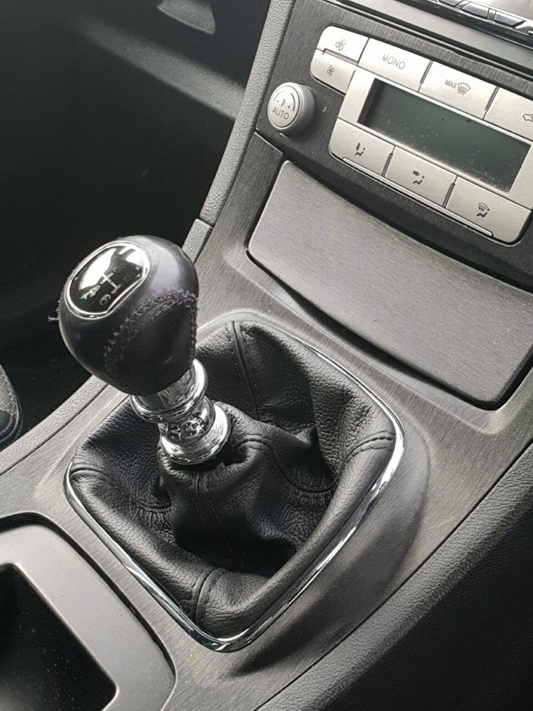 BLACK STITCH LEATHER GEAR GAITER GEAR COVER BOOT FOR FORD GALAXY MK3 2006-2008