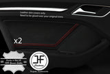RED STITCH 2X REAR DOOR CARD TRIM LEATHER COVER FOR AUDI A3 8V 13-19 5DR DSG2