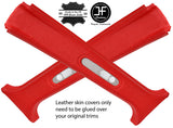 RED REAL LEATHER 2X UPPER B POST PILLAR COVERS FITS RANGE ROVER P38 1994-2002