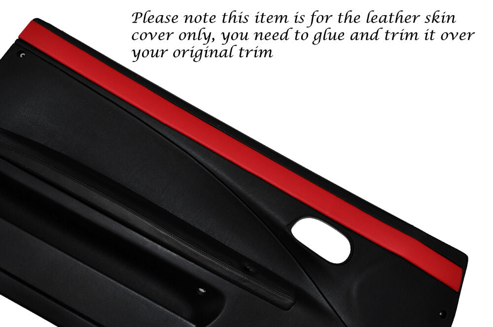 RED 2X DOOR CARD TRIM LEATHER SKIN COVERS FITS FIAT COUPE 1993-2000 CUSTOM NEW