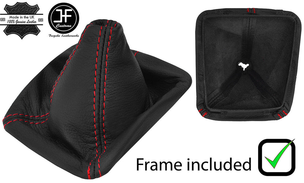 RED STITCH LEATHER GEAR GAITER+PLASTIC FRAME FOR SKODA OCTAVIA MK2 04-12