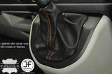 ORANGE  STITCHING MANUAL LEATHER GEAR GAITER FITS VW T6 TRANSPORTER 2016-2017+