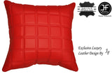 1X EXCLUSIVE LUXURY GENUINE LEATHER CUSHION RED QUILTED SQUARES PADDED 18"x18"