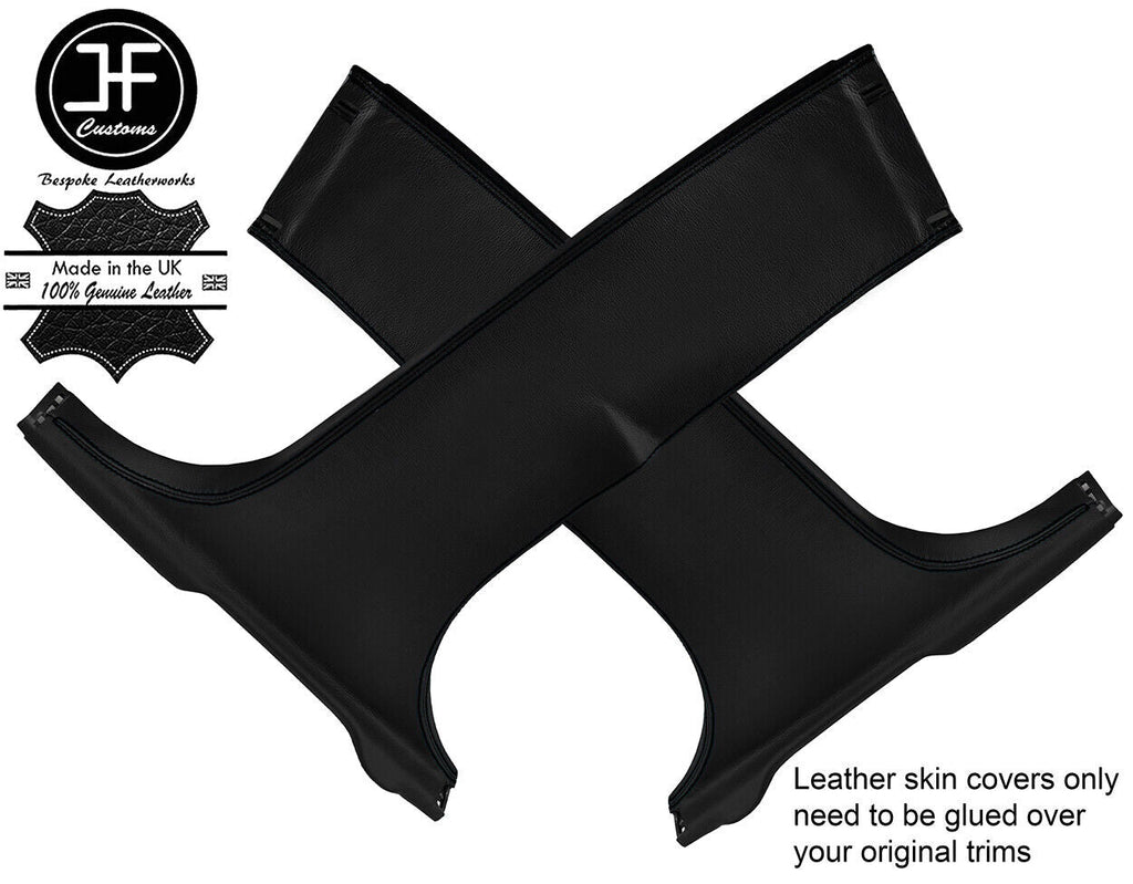 BLACK STITCH 2X LOWER B PILLAR LEATHER COVERS FITS FORD FOCUS MK3 12-18 5 DOOR