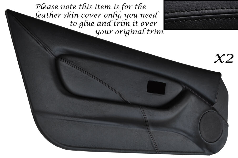 BLACK STITCH 2X FULL DOOR CARD TRIM LEATHER SKIN COVERS FITS MG MGF MK1 95-99