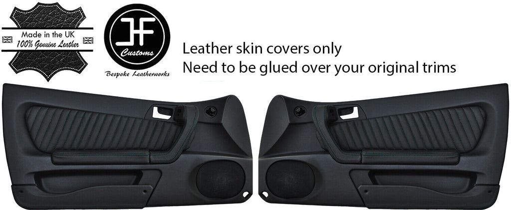 BLACK STICH 2X DOOR CARD TRIM KIT LEATHER COVERS FOR ALFA ROMEO GTV 916 STYLE 2