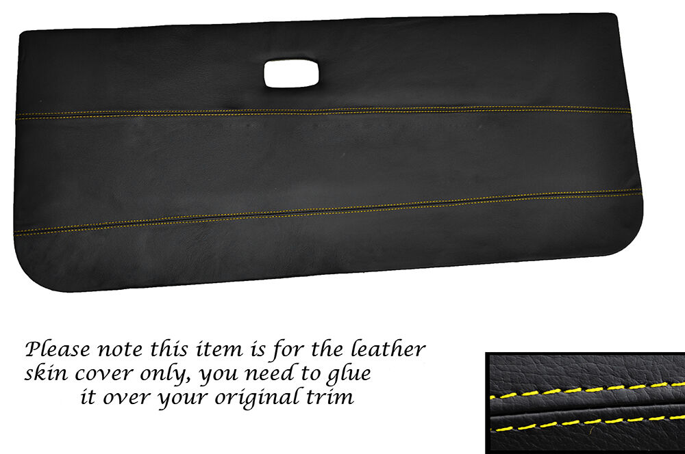 YELLOW STITCH 2X FRONT DOOR CARDS LEATHER SKIN COVERS FITS VW GOLF MK1 CABRIO