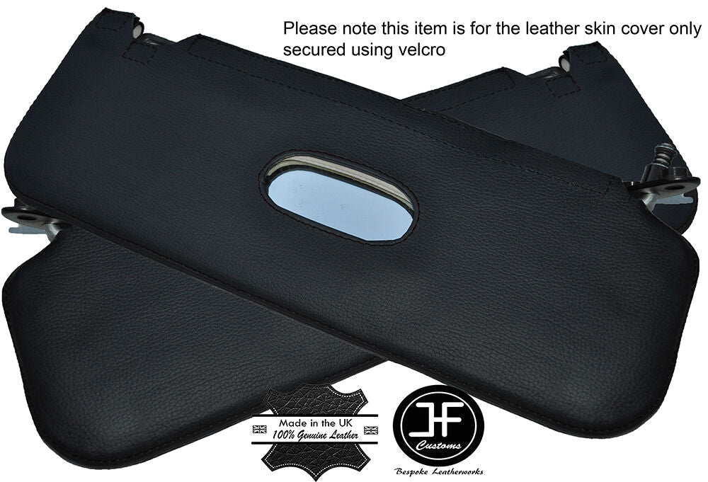 BLACK STITCHING 2X SUN VISORS LEATHER COVERS FITS FIAT 126 CLASSIC CUSTOM NEW