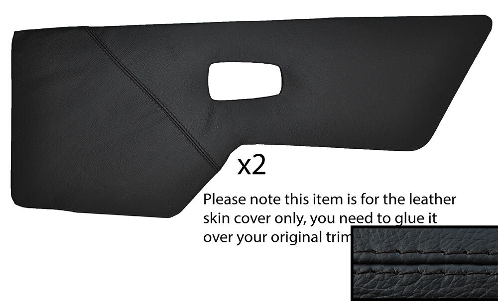 BLACK STITCH 2X REAR DOOR CARD TRIM LEATHER SKIN COVERS FITS AUDI 100 C2 76-82