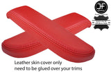 RED REAL LEATHER 2X FRONT DOOR ARMREST COVERS FOR TOYOTA LAND CRUISER 90-97
