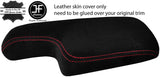 RED STITCHING REAL SUEDE ARMREST LID COVER FITS HONDA JAZZ 2015-2018 CUSTOM NEW