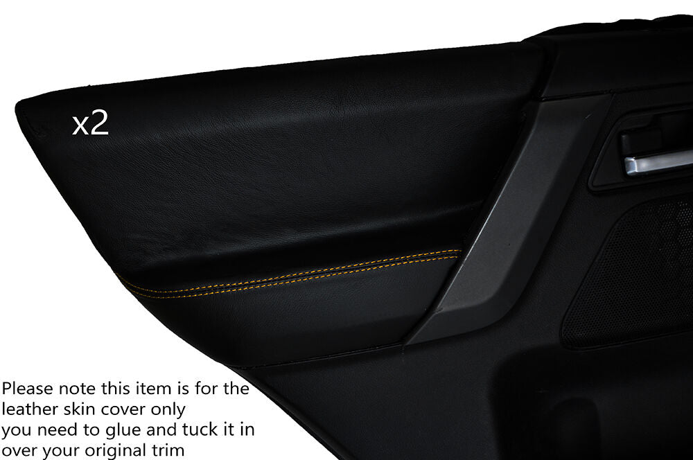 YELLWO STITCH 2X REAR DOOR CARD SKIN COVERS FITS LAND ROVER FREELANDER 2 06-14