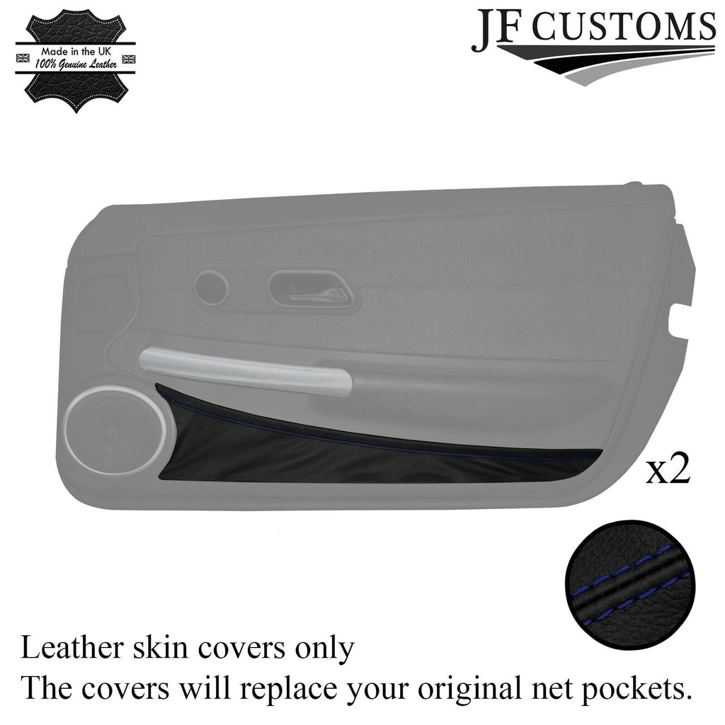 D BLUE STITCH 2X DOOR CARD POCKET LEATHER COVERS FOR CHRYSLER CROSSFIRE 04-08