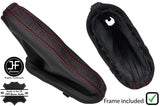 RED STITCH LEATHER HANDBRAKE + PLASTIC FRAME FOR FORD TRANSIT CONNECT 02-09