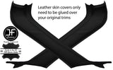 BLACK & BLACK 2X A POST PILLAR LEATHER COVERS FITS TOYOTA MR2 MK3 2000-2007