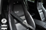 2X BLACK DIAMOND STITCH BLACK LEATHER LUXURY SHOULDER SEAT BELT PADDED PADS