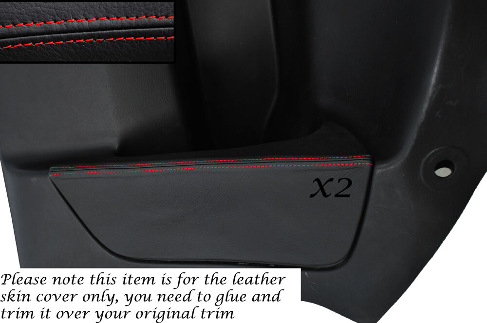 RED STITCH 2X REAR DOOR CARD POCKET SKIN COVERS FITS NISSAN 200SX S15 1999+