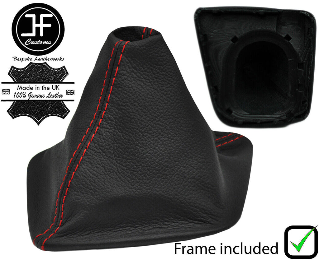 RED STITCH LEATHER GEAR GAITER+PLASTIC FRAME FITS RENAULT KANGOO 2 2008-2019