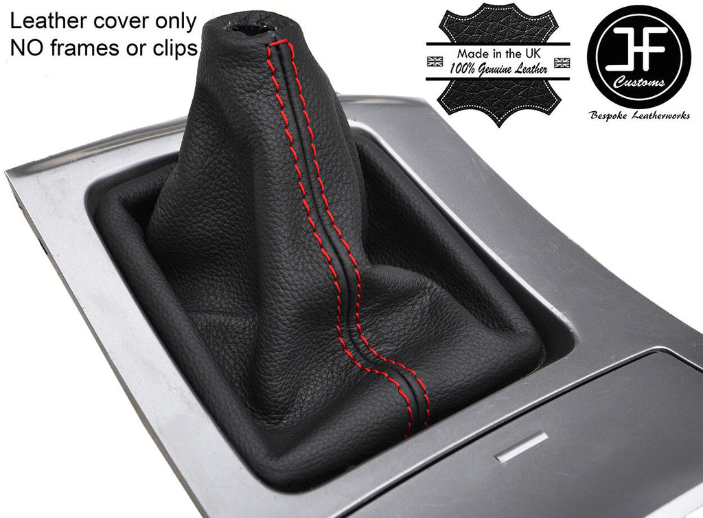 RED STITCHING TOP GRAIN REAL LEATHER GEAR GAITER COVER FITS MAZDA 3 2009-2013