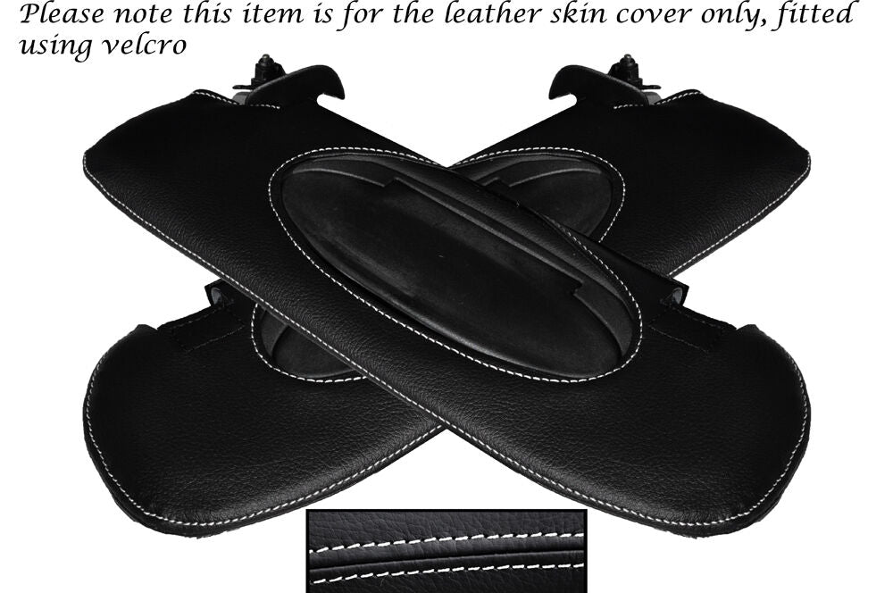 WHITE STITCH 2X SUN VISORS LEATHER COVERS FITS PORSCHE BOXSTER 987 CAYMAN 05-12
