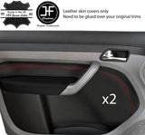 RED STITCH 2X FRONT DOOR CARD TRIM LEATHER COVERS FOR VW CADDY MK3 2005-2015