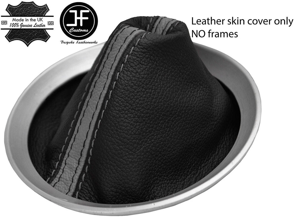 BLACK & GREY STRIPE TOP GRAIN LEATHER GEAR GAITER FITS NISSAN 350Z Z33 02-09