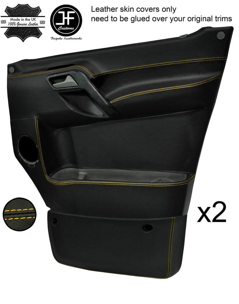 YELLOW STITCH 2X FULL DOOR CARD LEATHER COVERS FOR MERCEDES SPRINTER W906 06-15