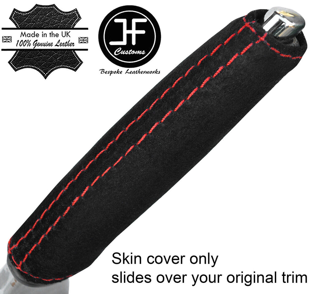RED STITCH REAL SUEDE HANDBRAKE HANDLE COVER FITS CITROEN C5 MK3 2008-2014