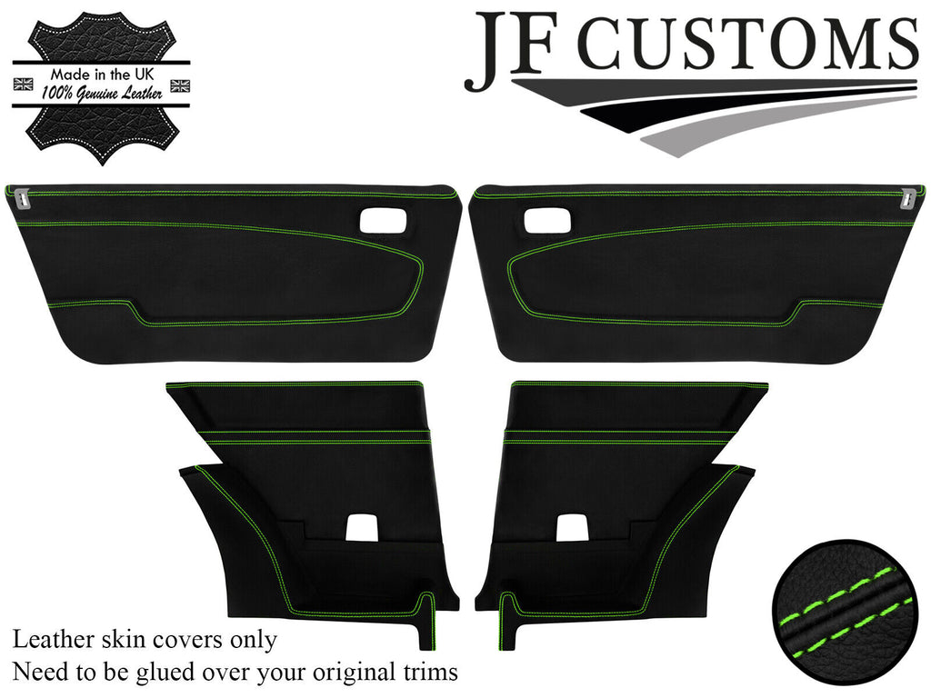 GREEN STITCH ITALIAN LEATHER 4X DOOR CARD COVER FOR LANCIA BETA VOLUMEX COUPE