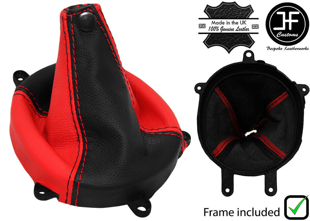 BLACK RED  LEATHER 6 SPEED GEAR GAITER+FRAME FOR MITSUBISHI LANCER EVO 7 8 9