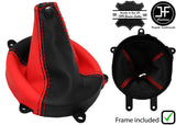 BLACK RED  LEATHER 6 SPEED GEAR GAITER+FRAME FOR MITSUBISHI LANCER EVO 7 8 9