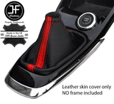 BLACK&RED STRIPE TOP GRAIN LEATHER MANUAL GEAR GAITER FOR NISSAN PULSAR 14-19