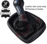 RED STITCH TOP GRAIN LEATHER MANUAL GEAR GAITER FITS VW POLO 6N2 1999-2001