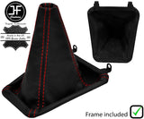 RED STICH LEATHER MANUAL GEAR GAITER+PLASTIC FRAME FOR TOYOTA SUPRA MK3 86-93