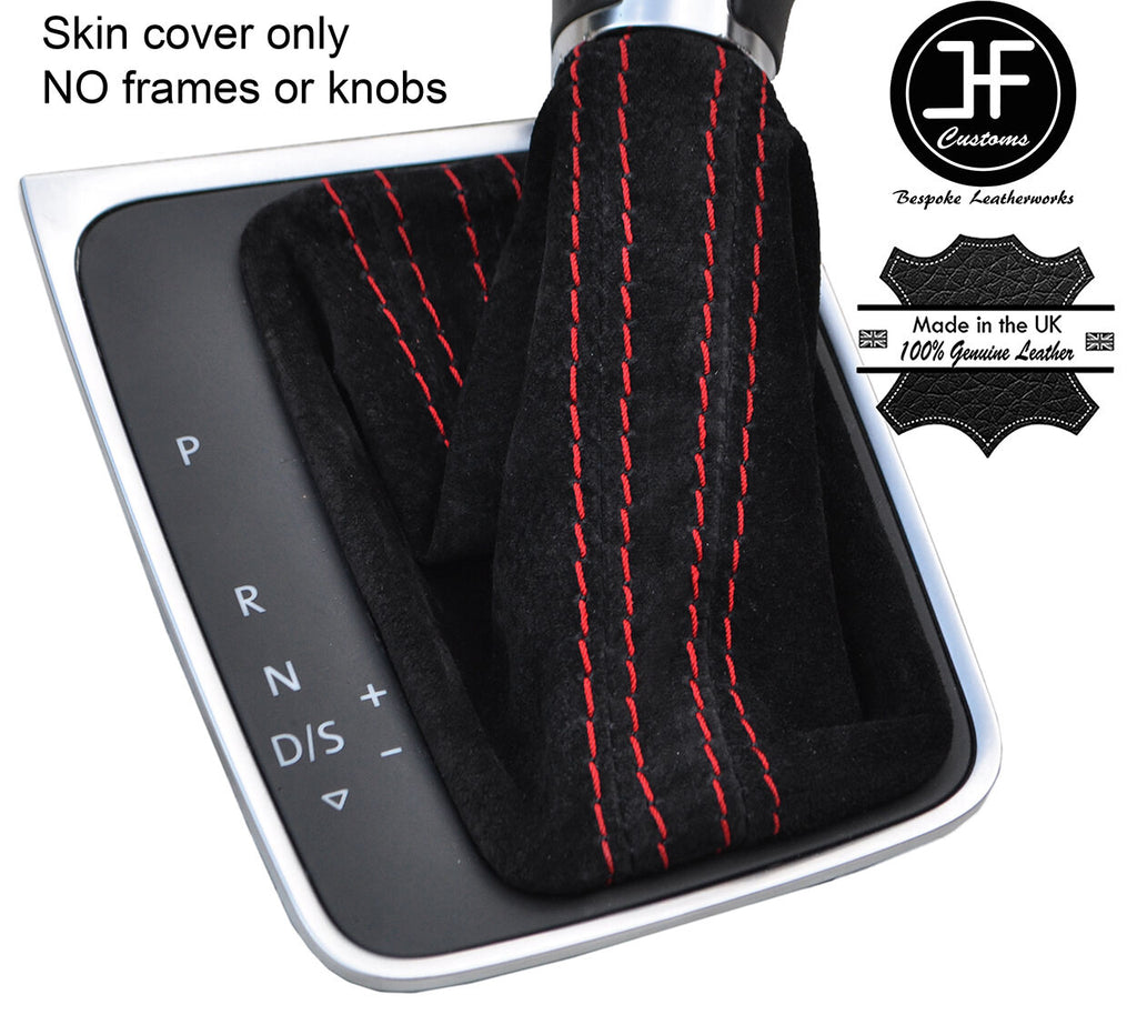 RED STITCH SUEDE DSG AUTOMATIC GEAR GAITER FITS VW GOLF MK7 VII 2013-2017