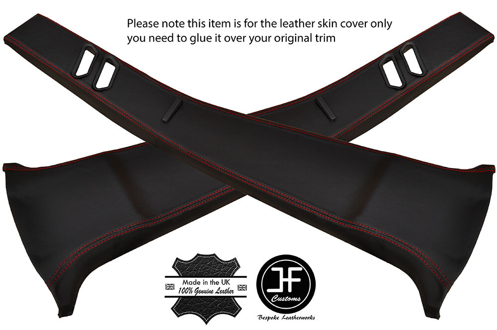 RED STITCH 2X B PILLAR TRIM LEATHER COVERS FITS BMW E23 7 SERIES 1977-1986