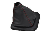 red stitch FITS TRANSIT MK6 BLACK LEATHER GEAR GAITER FITS OVER RUBBER GAITER