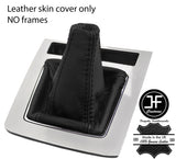 BLACK & BLACK TOP GRAIN REAL LEATHER GEAR GAITER FITS SKODA OCTAVIA MK3 13-17
