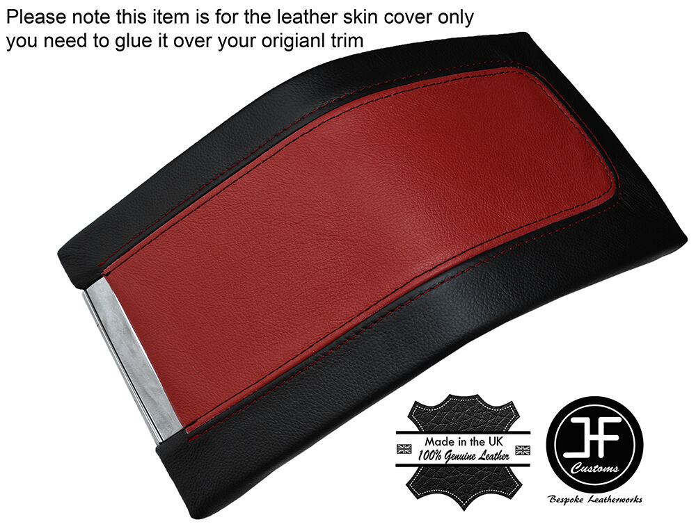 BLACK & DARK RED LEATHER ARMREST COVER FITS FORD MUSTANG 2010-2014 CUSTOM NEW